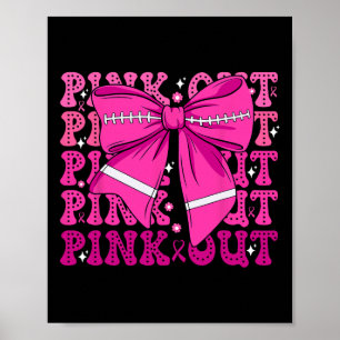 Preppy Pink Out Voetbal Aanpak Borstkanker Aware Poster