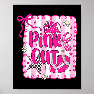 Preppy Pink Out Voetbal Coquette Borstkanker Award Poster