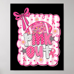 Preppy Pink Out Voetbal Coquette Roze Bow Borst Ca Poster