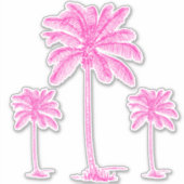 Preppy Pink Palmetto Palm Trees Sticker (Voorkant)