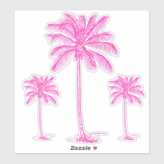 Preppy Pink Palmetto Palm Trees Sticker (Vel)