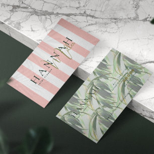 Preppy Pink Palms Modern minimaal Visitekaartje