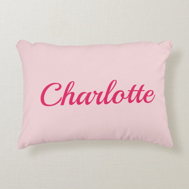 Preppy Pink Personalized Name Dorm Room Pillow Accent Kussen (Voorkant)