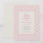 Preppy Pink Plaid Baby Shower Invitation (Devant / Derrière)