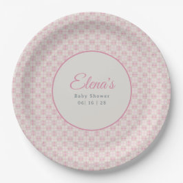 Preppy Pink Plaid Baby Shower  Papieren Bordje
