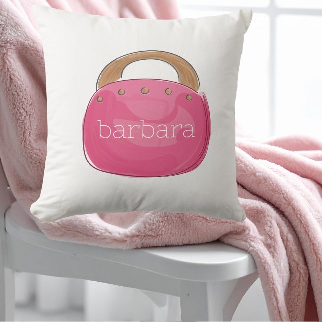 Preppy Pink Purse Monogram Kussen (Creator heeft geüpload)