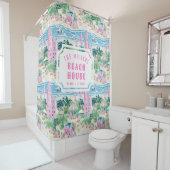 Preppy Pink Sand Castle | Beach House Douchegordijn (In situ)