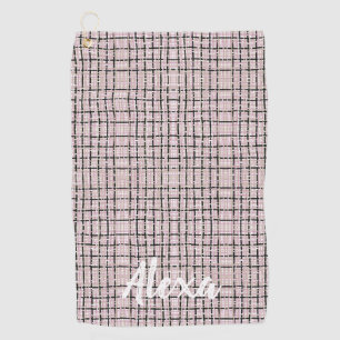 Preppy Pink Tweed Custom Golfhanddoek