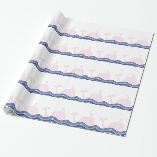 Preppy Pink Whale Cadeaupapier (Uitgerold)