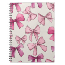 Preppy Pink Whimsical Bow Notitieboek