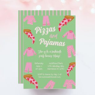 Preppy Pizza en Pyjama Meidenavond Kaart