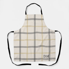 Preppy Plaid Double Stripe Initialed gift Apron Schort