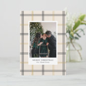 Preppy Plaid Double Stripe Window Christmas Card Kaart (Staand voorkant)