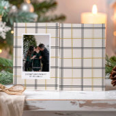 Preppy Plaid Double Stripe Window Christmas Card Kaart