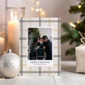 Preppy Plaid Double Stripe Window Christmas Card Kaart