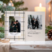 Preppy Plaid Double Stripe Window Christmas Card Kaart