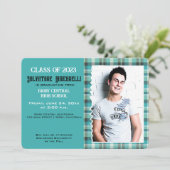 Preppy Plaid Senior Graduation Faire-part {Blue} (Debout devant)