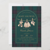 Preppy Plaid Teddy Bear Baby Shower Invitation (Devant)