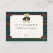 Preppy Plaid Teddy Bear Diaper Raffle Informatiekaartje (Voorkant)