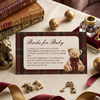 Preppy Plaid Teddybeer Baby Shower Boeken voor Bab Informatiekaartje