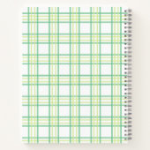 Preppy Plaid Varsity Monogram Green Lime Notitieboek (Achterkant)