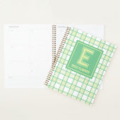 Preppy Plaid Varsity Monogram Green Lime Planner (Display)