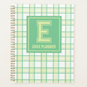 Preppy Plaid Varsity Monogram Green Lime Planner (Voorkant)