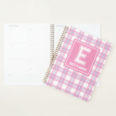 Preppy Plaid Varsity Monogram Pink Purple (Devant avec enveloppe)