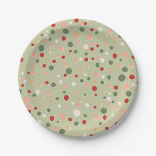 Preppy Polka Dot Christmas Confetti Papieren Borde Bordje