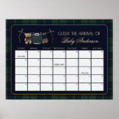 Preppy Polo Teddy Bear Baby Due Date Calendar Poster (Voorkant)