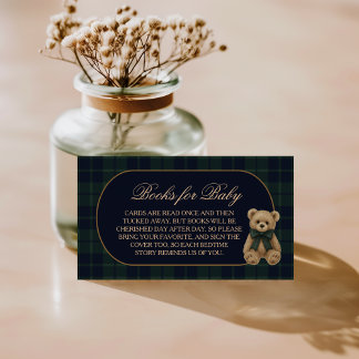 Preppy Polo Teddybeer Baby Shower Boeken voor Baby Informatiekaartje