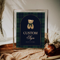 Preppy Polo Teddybeer Babyshower Bewerkbare Tafel