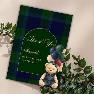 Preppy Polo Teddybeer Luxe Meisje Baby Shower Bedankkaart