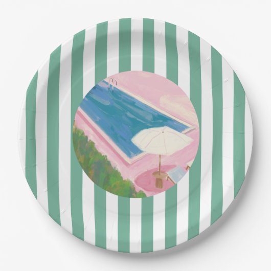 Preppy Pool Party Papieren borden Papieren Bordje (Voorkant)