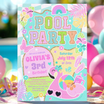 Preppy Pool Party Trendy Schattigee Girly Pool Ver