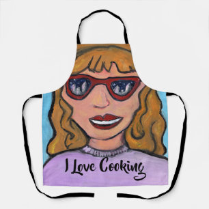 Preppy Pop Art Cartoon Meisje All Over Plezier Schort