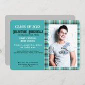 Preppy Pset Senior Afstuderen Aankondiging {blauw} (Voorkant / Achterkant)