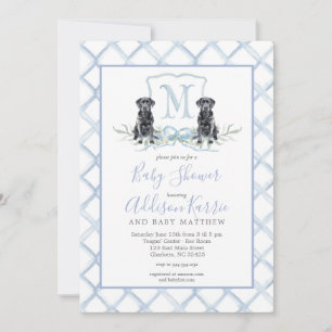 Preppy Puppy Dog Crest Baby shower uitnodiging