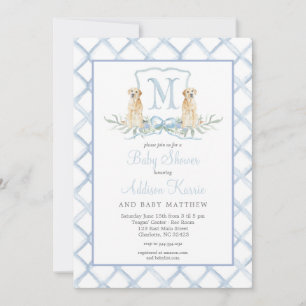 Preppy Puppy Dog Crest Baby shower uitnodiging