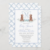 Preppy Puppy Dog Crest Baby shower uitnodiging (Voorkant / Achterkant)