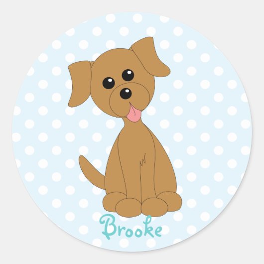 Preppy Puppy Ronde Sticker (Voorkant)