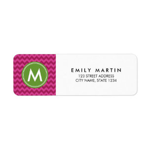 Preppy Purple Chevron Monogram Étiquette de adress