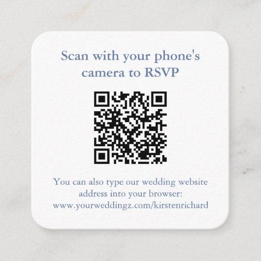 Preppy QR Code Kustmonogram Huwelijk RSVP Informatiekaartje (Voorkant)