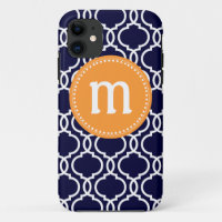 Preppy Quatrefoil op maat gemaakt monogram in Navy