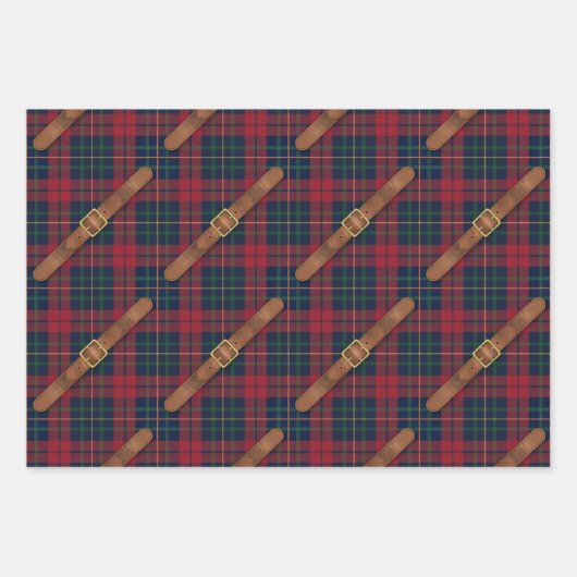 Preppy Red Christmas Plaid With Buckles Inpakpapier Vel (Voorkant)