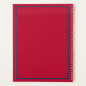 Preppy Red Navy Blue en Crème Monogram Planner (Achterkant)