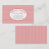 Preppy Red & Stripes Carte de visite personnalisé (Devant / Derrière)