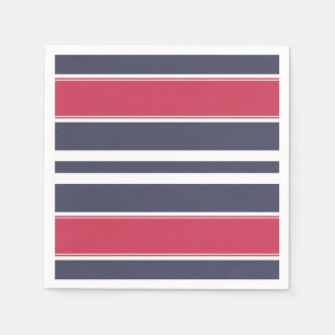 Preppy Red, White & Blue Stripe Paper Napkins Servet
