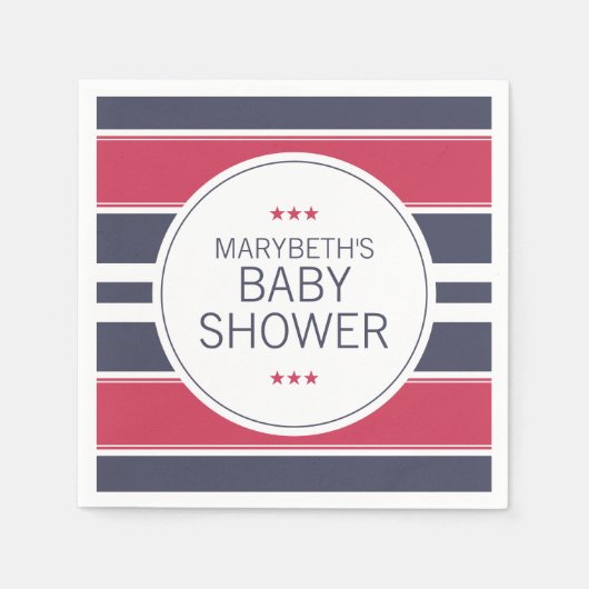 Preppy Red, White en Blue Baby shower Napkins Servet (Voorkant)