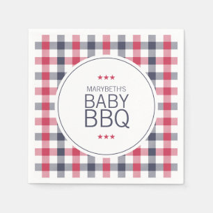 Preppy Red, White en Blue Plays BBQ-Baby shower Servet